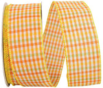 Load image into Gallery viewer, Easter Ribbons -- Gingham Check Bright Value Wire Edge Ribbon -- Citrus Color -- Various Sizes