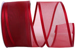 Load image into Gallery viewer, Charlize sheer satin wired edge ribbon spool in classic red color. Available in multiple widths for gift wrapping, floral design, weddings, and craft projects.