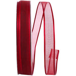 Load image into Gallery viewer, Charlize sheer satin wired edge ribbon spool in classic red color. Available in multiple widths for gift wrapping, floral design, weddings, and craft projects.