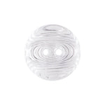 Load image into Gallery viewer, A close-up view of a clear 2-hole Grain Nylon button, showcasing its transparent round profile etched with subtle concentric rippled grain rings around two central sewing holes.
