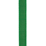 Load image into Gallery viewer, Reverse side of the Florist Basics Dupioni Supreme Emerald ribbon highlighting the durable polyester weave and neatly stitched wired edge construction.