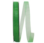 Load image into Gallery viewer, Chiffon Mono Sheer Ribbon -- Emerald Color --- Various Sizes