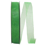 Load image into Gallery viewer, Chiffon Mono Sheer Ribbon -- Emerald Color --- Various Sizes