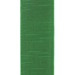 Load image into Gallery viewer, Close-up front view of the 2½-inch Emerald Dupioni ribbon showing its elegant faux silk slub texture and beautifully stitched wired edges.
