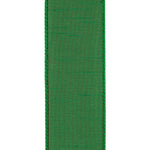 Load image into Gallery viewer, Reverse view of the Florist Basics Dupioni Supreme Emerald ribbon showing its durable polyester weave and color-matched wired edge construction.