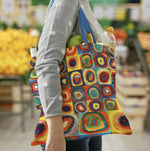 Load image into Gallery viewer, Fine Art Canvas Tote, "Square with Concentric Circles" by Wassily Kandinsky