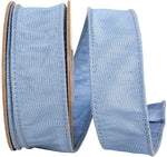 Load image into Gallery viewer, Florist Basics Dupioni Supreme Wired Edge Ribbon in vibrant French Blue, 1½ inch wide by 10 yards, displaying its luxurious faux dupioni texture and flexible wired edges for decorative bows and wreaths.