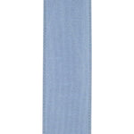 Load image into Gallery viewer, Close-up front view of the 2½-inch French Blue Dupioni ribbon showing its elegant faux silk slub texture and beautifully stitched wired edges.