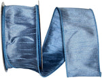 Load image into Gallery viewer, Full roll of Florist Basics French Blue Dupioni Supreme Wired Edge Ribbon measuring 2½ inches by 20 yards, ideal for Christmas trees, garlands, floral arrangements, and decorative bows.