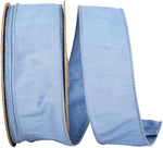 Load image into Gallery viewer, Commercial-size roll of Florist Basics Dupioni Supreme Wired Edge Ribbon in French Blue, 2½ inches wide by 50 yards, perfect for event decorating, wreath production, and large-scale holiday displays.