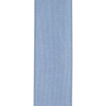 Load image into Gallery viewer, Detailed close-up of the French Blue Dupioni wired ribbon highlighting the premium faux silk texture and professional stitched wired edge.