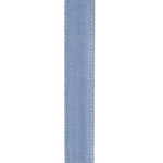 Load image into Gallery viewer, Close-up front view of the Florist Basics French Blue Dupioni wired ribbon showing its elegant faux silk slub texture and color-matched stitched wired edges.