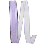 Load image into Gallery viewer, Charlize sheer satin wired edge ribbon spool in french lavender color. Available in multiple widths for gift wrapping, floral design, weddings, and craft projects.