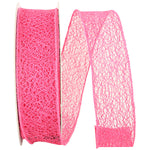 Load image into Gallery viewer, Web Natural Wire Edge Ribbon -- Fuchsia Color -- 1½ inch x 25 yards