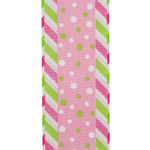 Load image into Gallery viewer, Easter Ribbons -- 2.5 in x 10 yards --- Dots Bright Diagonal Ticking Wired Edge Ribbon -- Fuchsia Color