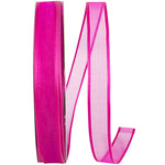 Load image into Gallery viewer, Charlize sheer satin wired edge ribbon spool in fuchsia color. Available in multiple widths for gift wrapping, floral design, weddings, and craft projects.