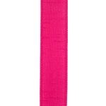 Load image into Gallery viewer, Close-up vertical front view of the Fuchsia Dupioni Supreme ribbon, showcasing the elegant slub weave texturing and clean, tightly stitched wired borders.