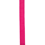 Load image into Gallery viewer, Close-up vertical front view of the Fuchsia Dupioni Supreme ribbon, showcasing the elegant slub weave texturing and clean, tightly stitched wired borders.