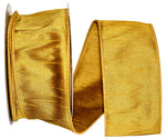Load image into Gallery viewer, Florist Basics Dupioni Supreme Wired Edge Ribbon in vibrant Gold, 2½ inch wide by 20 yards, displaying its luxurious faux dupioni texture and flexible wired edges for decorative bows and wreaths.