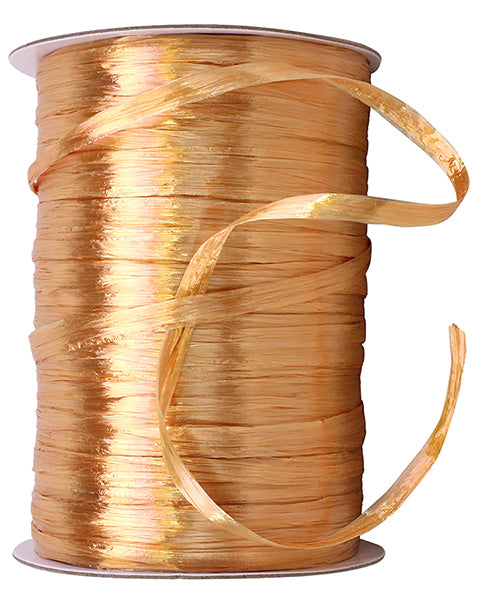 Premium - Pearl Finish Raffia Ribbon --- 1/4in x 100 yards --- Gold Color