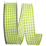 Load image into Gallery viewer, Easter Ribbons -- Great Gingham Wire Edge Ribbon -- Green Moss Color -- Various Sizes