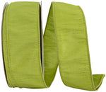 Load image into Gallery viewer, Florist Basics Dupioni Supreme Wired Edge Ribbon in vibrant Green Grass, 2½ inch wide by 50 yards, displaying its luxurious faux dupioni texture and flexible wired edges for decorative bows and wreaths.
