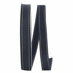 Load image into Gallery viewer, Grosgrain Saddle Stitch Ribbon -- Black / White Color --- Various Sizes
