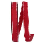 Load image into Gallery viewer, Grosgrain Saddle Stitch Ribbon -- Red / White Color --- Various Sizes