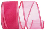Load image into Gallery viewer, Charlize sheer satin wired edge ribbon spool in hot pink. Available in multiple widths for gift wrapping, floral design, weddings, and craft projects.