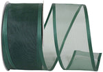 Load image into Gallery viewer, Charlize sheer satin wired edge ribbon spool in hunter green color. Available in multiple widths for gift wrapping, floral design, weddings, and craft projects.