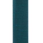 Load image into Gallery viewer, Close-up of the Jade Dupioni Supreme ribbon showcasing the slubbed faux silk weave and matching stitched wired edge for professional bow making.