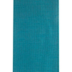Load image into Gallery viewer, Close-up of the 4-inch Jade Dupioni ribbon emphasizing its luxurious faux silk slub texture and sturdy stitched wired edges.