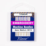 Load image into Gallery viewer, Titanium Embroidery Sewing Machine Needles — Size 80/12 — 4 Pack by KLASSÉ®