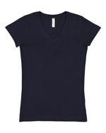 Load image into Gallery viewer, Ladies (Junior) Fitted -- (V-Neck) T-Shirt -- 100% Cotton -- Navy Color