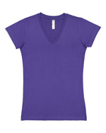 Load image into Gallery viewer, Ladies (Junior) Fitted -- (V-Neck) T-Shirt -- 100% Cotton -- Purple Color