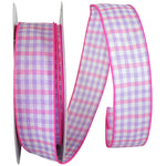 Load image into Gallery viewer, Easter Ribbons -- Gingham Check Bright Value Wire Edge Ribbon -- Lavender Color -- Various Sizes