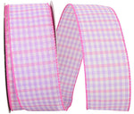 Load image into Gallery viewer, Easter Ribbons -- Gingham Check Bright Value Wire Edge Ribbon -- Lavender Color -- Various Sizes