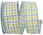 Load image into Gallery viewer, Easter Ribbons -- Seersucker Check Summer Wired Edge Ribbon -- Various Sizes --- Light Blue Color