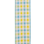 Load image into Gallery viewer, Easter Ribbons -- Seersucker Check Summer Wired Edge Ribbon -- Various Sizes --- Light Blue Color