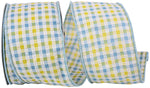 Load image into Gallery viewer, Easter Ribbons -- Seersucker Check Summer Wired Edge Ribbon -- Various Sizes --- Light Blue Color