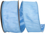 Load image into Gallery viewer, Full roll of Florist Basics Light Blue Dupioni Supreme Wired Edge Ribbon measuring 2½ inches by 20 yards, ideal for Christmas trees, garlands, floral arrangements, and decorative bows.