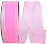 Load image into Gallery viewer, Charlize sheer satin wired edge ribbon spool in light pink color. Available in multiple widths for gift wrapping, floral design, weddings, and craft projects.