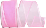 Load image into Gallery viewer, Charlize sheer satin wired edge ribbon spool in light pink color. Available in multiple widths for gift wrapping, floral design, weddings, and craft projects.