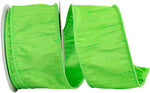 Load image into Gallery viewer, Florist Basics Dupioni Supreme Wired Edge Ribbon in vibrant Lime, 2½ inch wide by 10 yards, displaying its luxurious faux dupioni texture and flexible wired edges for decorative bows and wreaths.