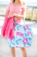 Load image into Gallery viewer, Beach Bag --- Multicolor Flowers