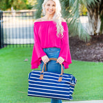 Load image into Gallery viewer, Travel Bag - Navy Stripes