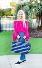 Load image into Gallery viewer, Travel Bag - Navy Stripes