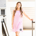 Load image into Gallery viewer, Sleeveless Summer Women's Dress - White & Pink Stripes