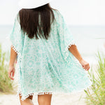 Load image into Gallery viewer, Women's Beach Pom-Pom Cover Up --- Ocean Breeze