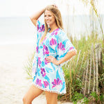 Load image into Gallery viewer, Women's Beach Pom-Pom Cover Up --- Multicolor Flowers